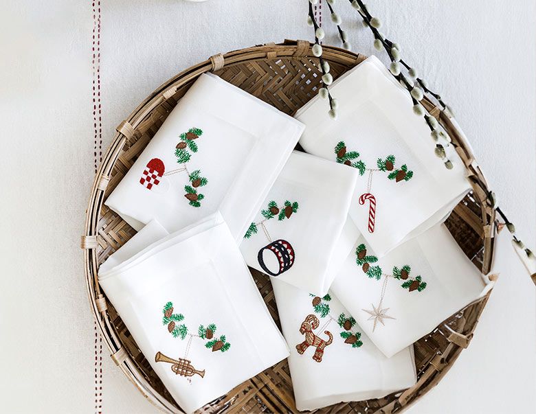 Fabric napkins with Christmas